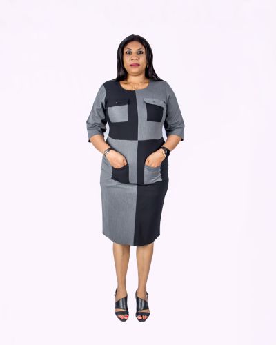 Ash/Black Fitted Dress