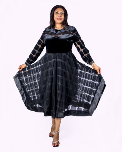 Black Asymmetric Velvet Dress