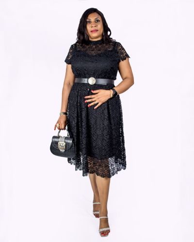 Black Mesh Lace Dress