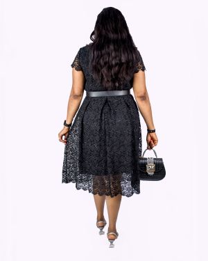Black Mesh Lace Dress