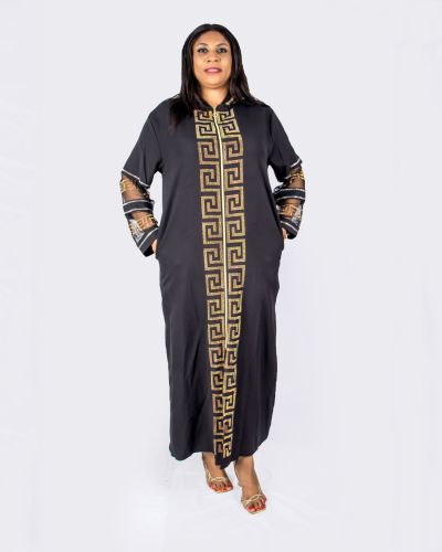 Black Stoned Dress With Hood