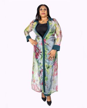 Green/Lemon Print Kimono Pant Set