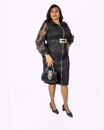 Black with Chiffon Sleeveless Dress