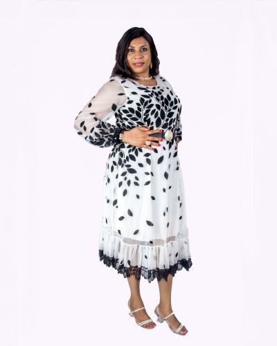 White and Black Mesh Dress