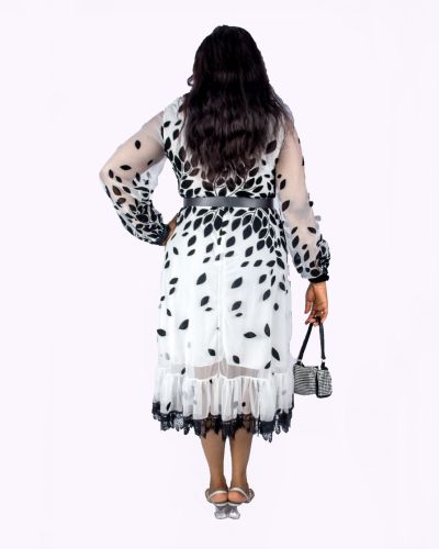 White and Black Mesh Dress