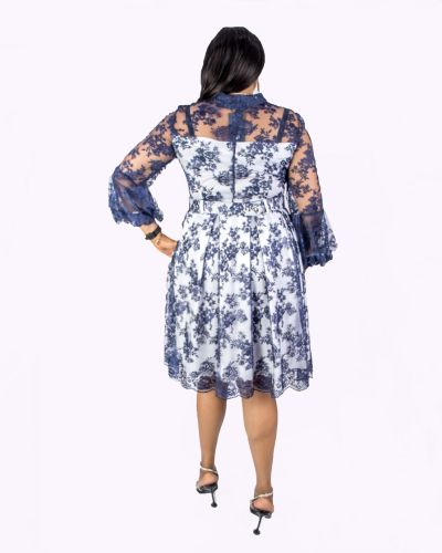 White and Blue Lace Dress