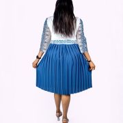 White & Blue Pleated Dress