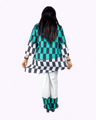 White & Green Two Piece Trouser Set