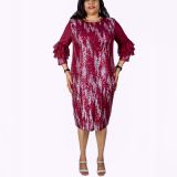 Wine Shinning Dress - SAFA Online Fashion Store