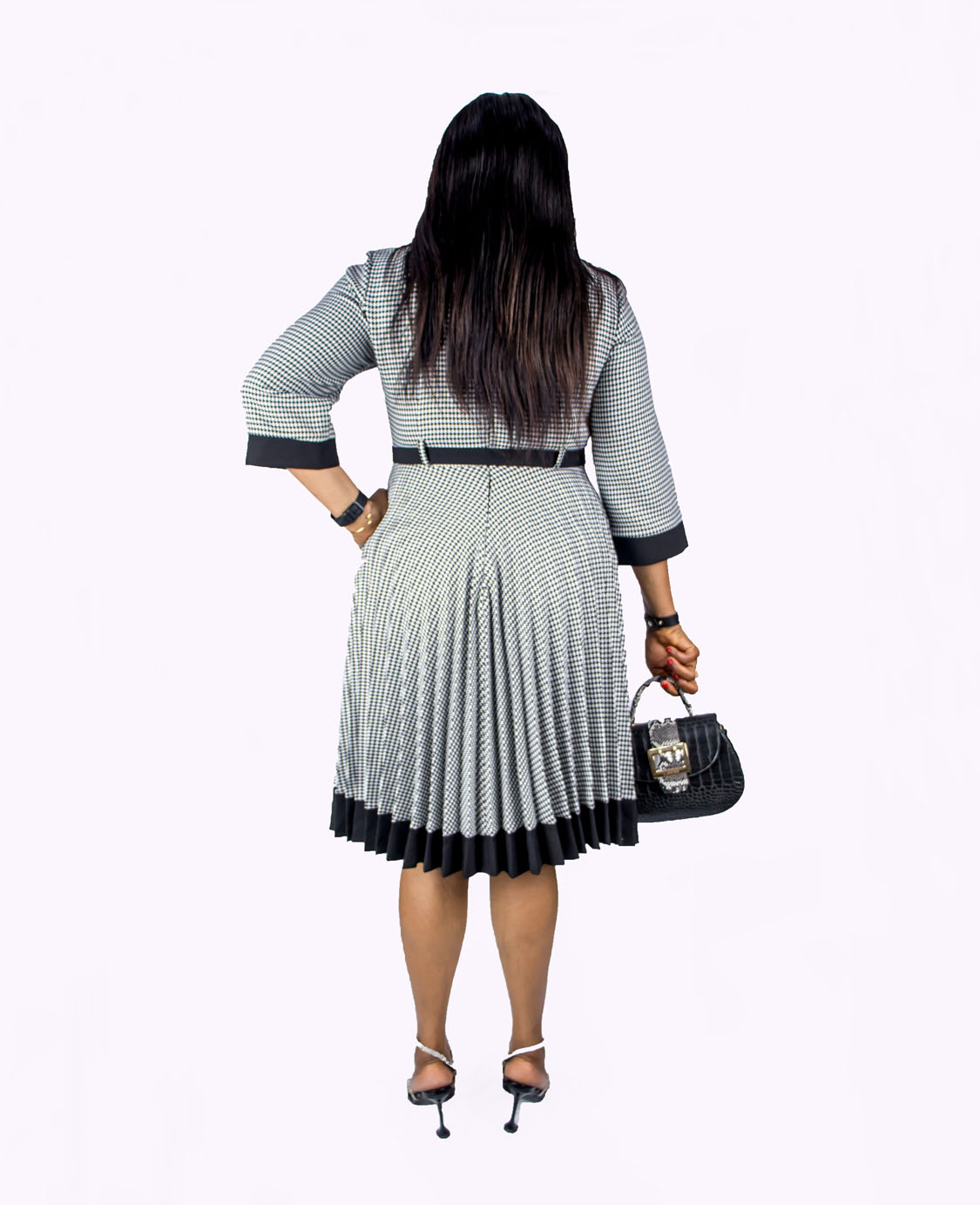 Grey Pleated Belted Dress - SAFA | Shoulders & Feet Affairs